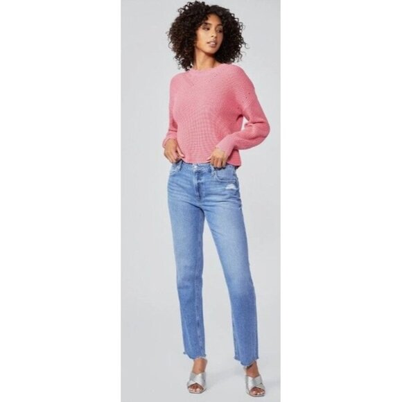 Paige Noella Straight Leg Size 31 Bodacious Raw Hem NWOT $219 Distressed Chill H - Picture 1 of 13